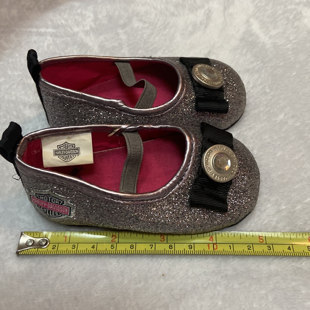 Harley Davidson Cycles Toddler Size 2/3 Silver Sparkle Shoes - Picture 8 of 10